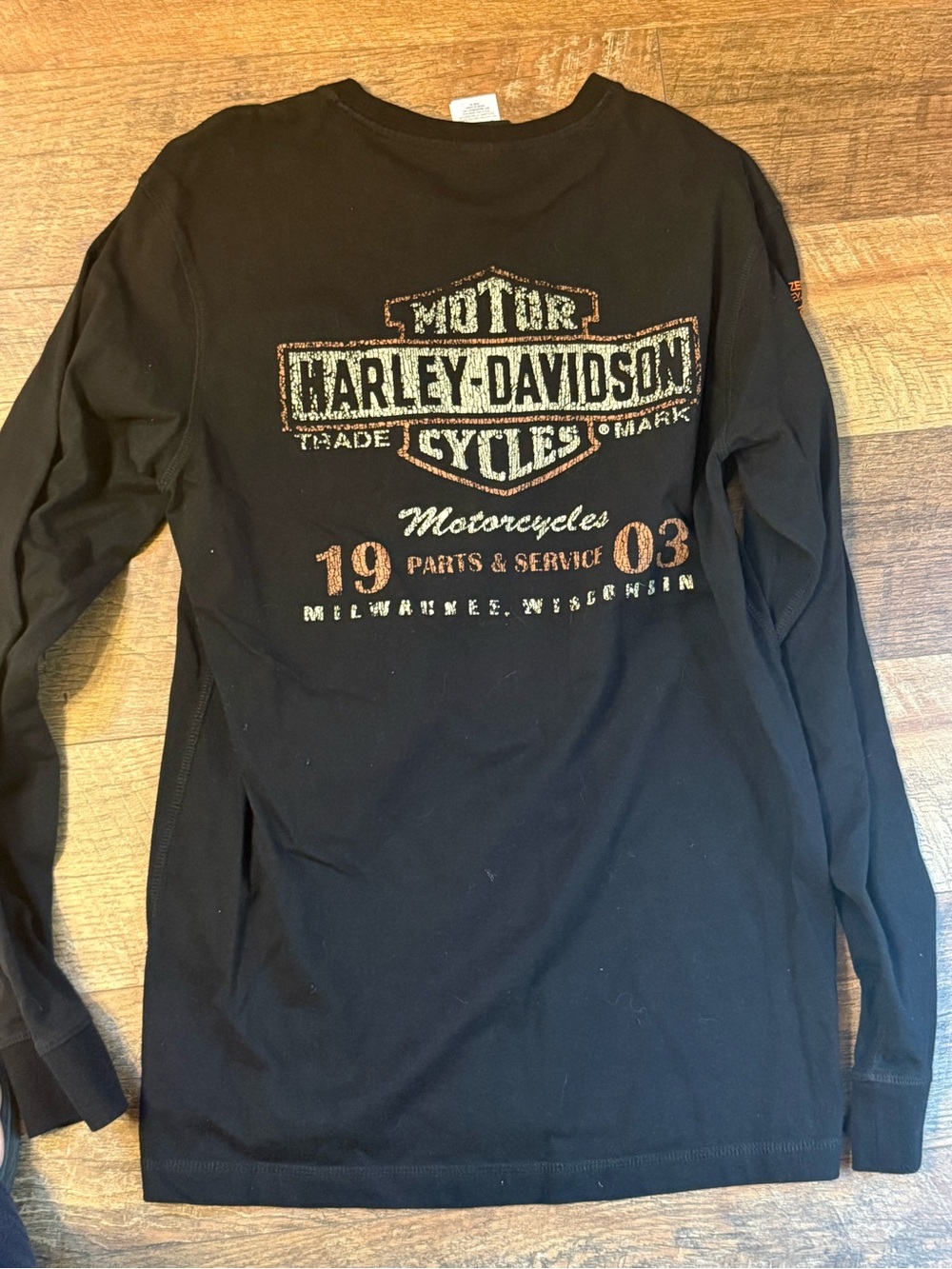 Harley-Davidson Black Long Sleeve Tee with Orange Logo - Picture 4 of 4